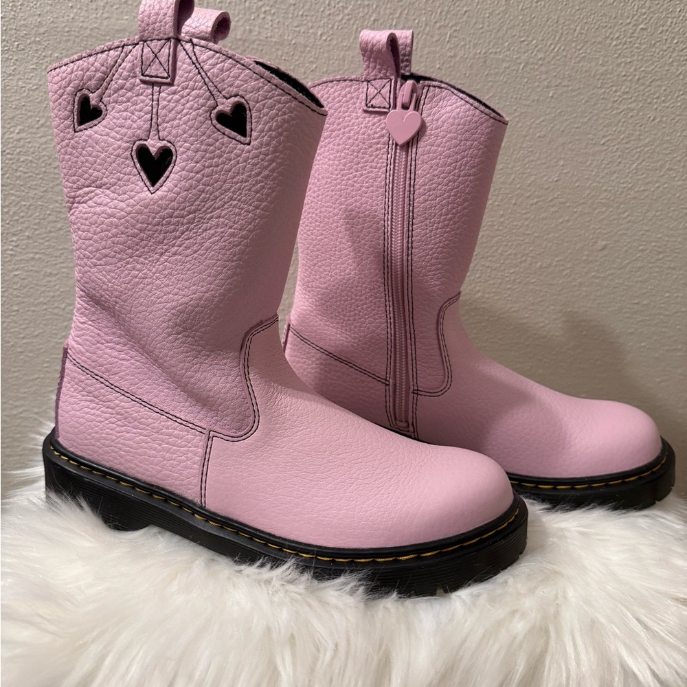 Dr. Martens Pink Leather Boots NWOT - Picture 2 of 5